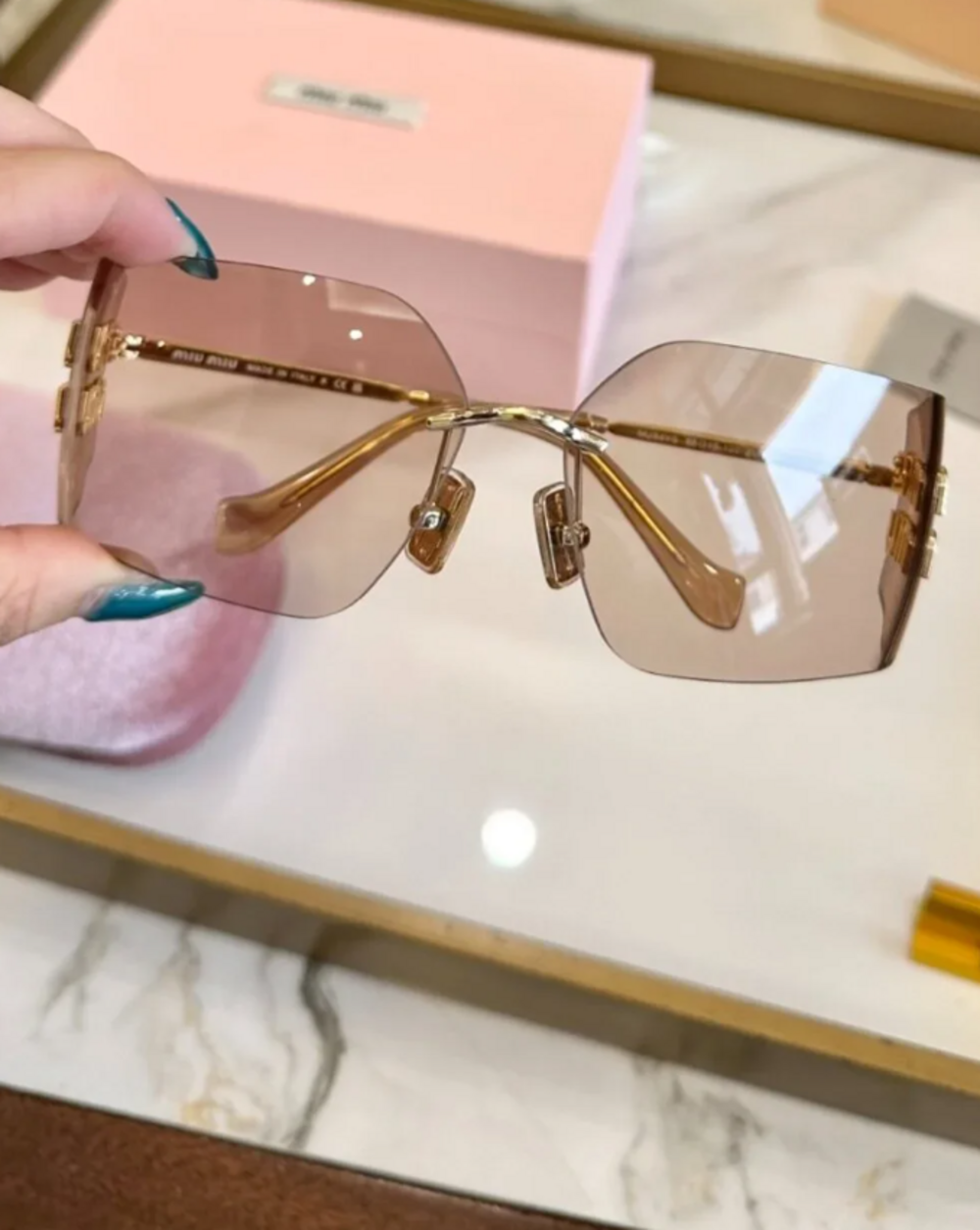 Miu Miu Rimless Square Designer Sunglasses